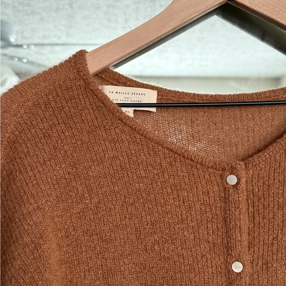 Sezane Chestnut Button-Up Cardigan - Picture 2 of 3